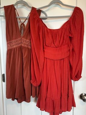 Boho Open Back Mini Dress Bundle 2pc Sleeveless & Long Sleeve S